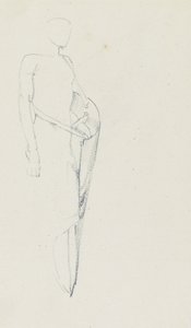 Estudio de hombre con escudo (recto) y torso femenino, espalda (verso), Páginas 81 y 82 de un libro de estudios